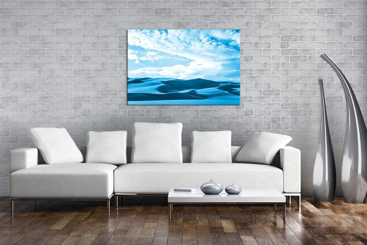 deyoli Wüstendünen Format 80x60 Effekt: Monocrome Blau als Leinwandbild, Motiv fertig gerahmt auf Ec