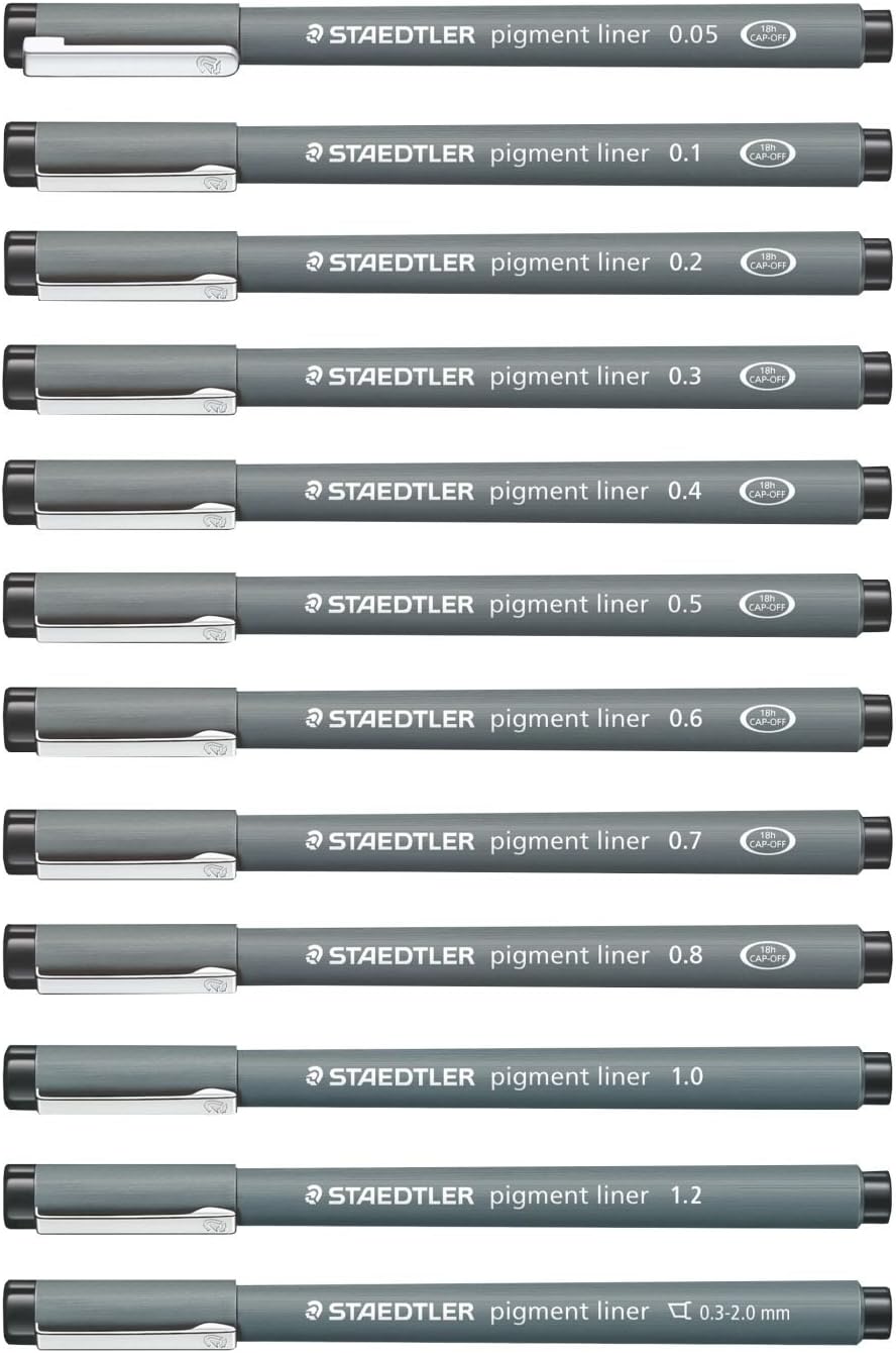 Staedtler 308 AMZ 02 - Pigment Liner-Paket, Grundausstattung für Zentangel, 12 teilig