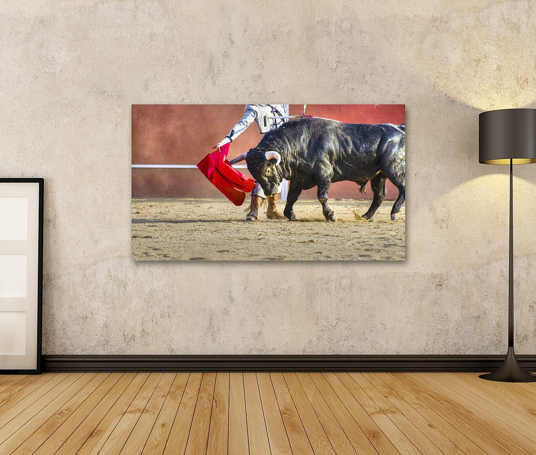 islandburner Bild auf Leinwand Bekämpfung Der Stier Bild Aus Spanien Black Stier Wandbild Poster Kun