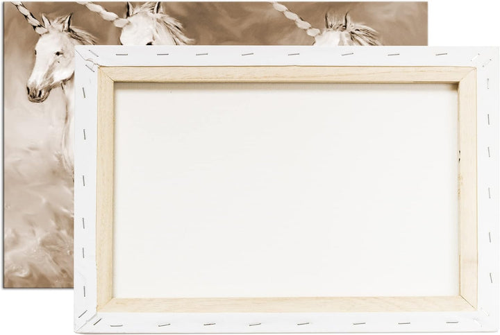 deyoli zauberhafte Einhorn Herde Format: 80x60 Effekt: Sepia als Leinwandbild, Motiv fertig gerahmt