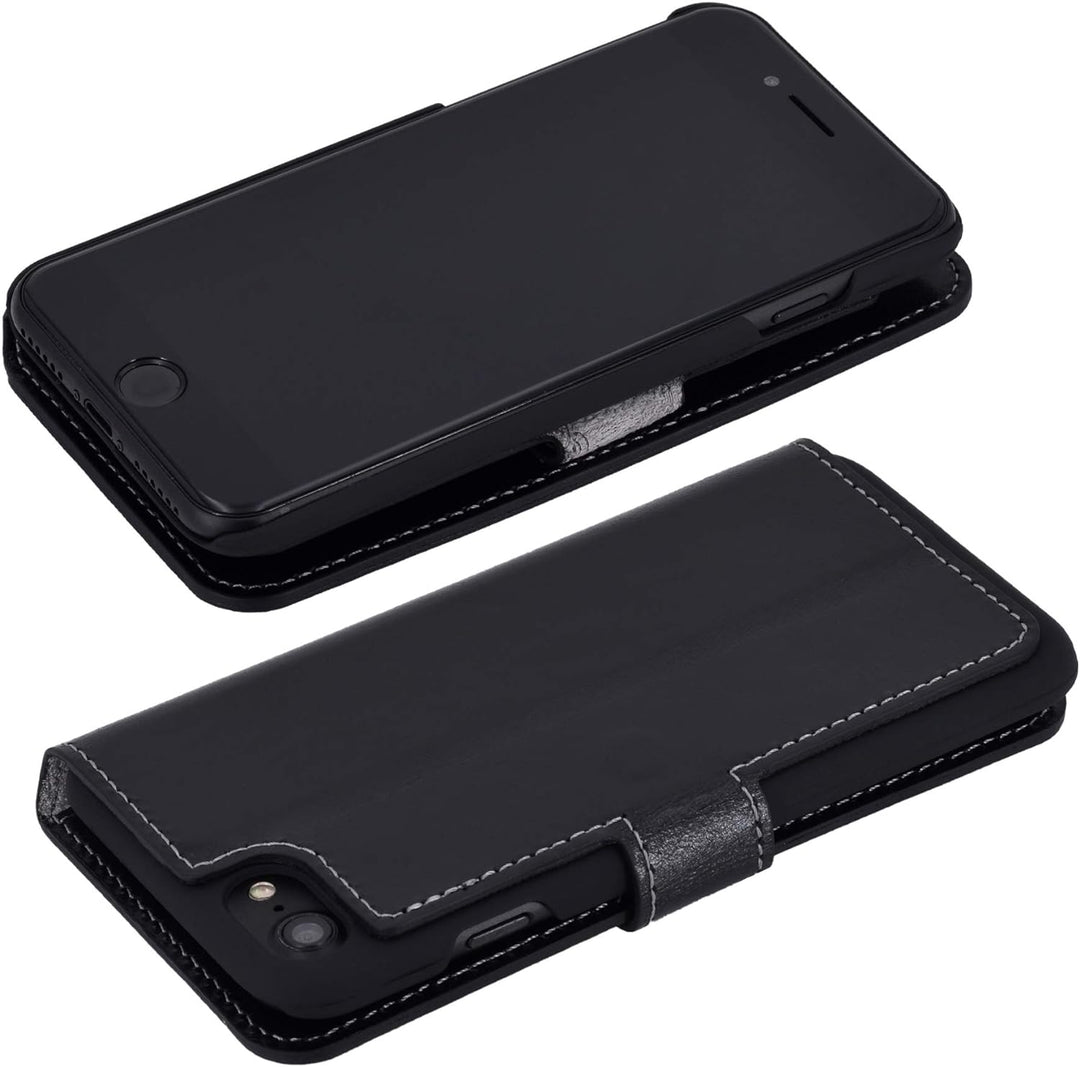 Suncase Origina Book-Style (Slim-Fit) kompatibel mit iPhone SE 2020 Ledertasche Leder Etui Tasche Ha