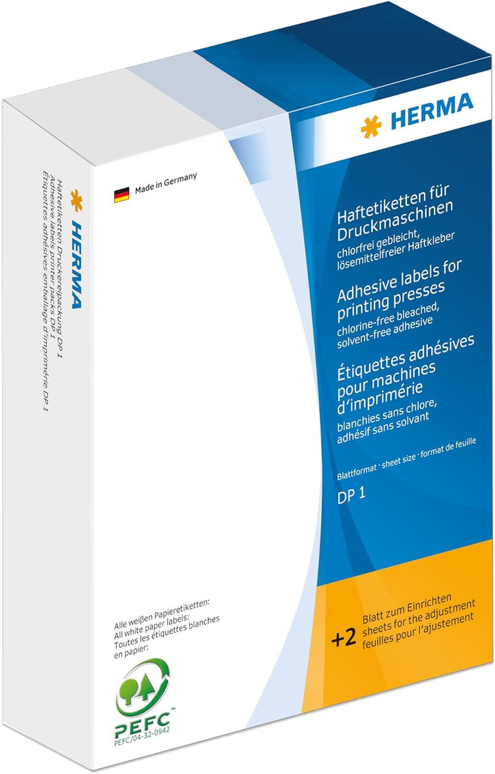 HERMA 2950 Haftetiketten für Druckmaschinen, 34 x 53 mm, Blattformat 168 x 120 mm, DP1, 2500 Aufkleb