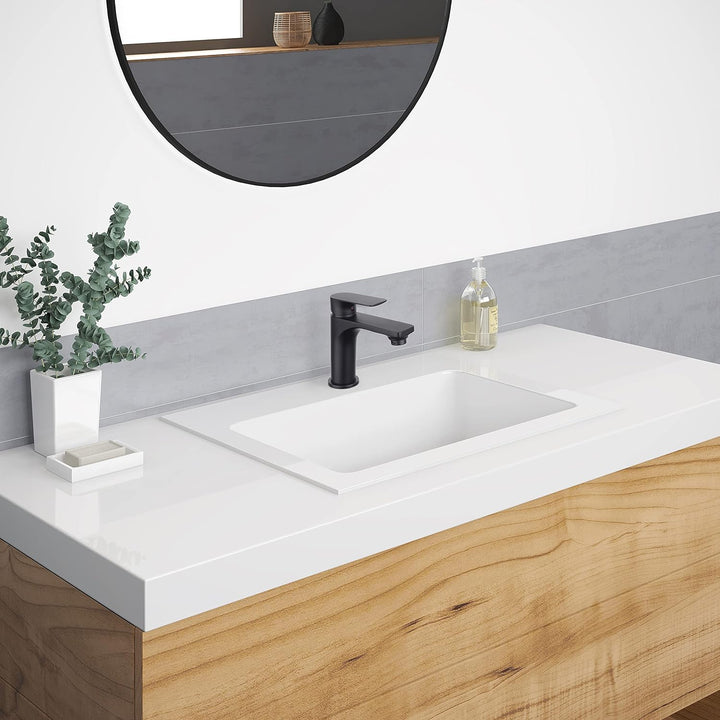 Cornat Waschtisch-Einhebelarmatur "Noir" - Black Edition - Matt schwarzer Messingkörper - Mühelose S