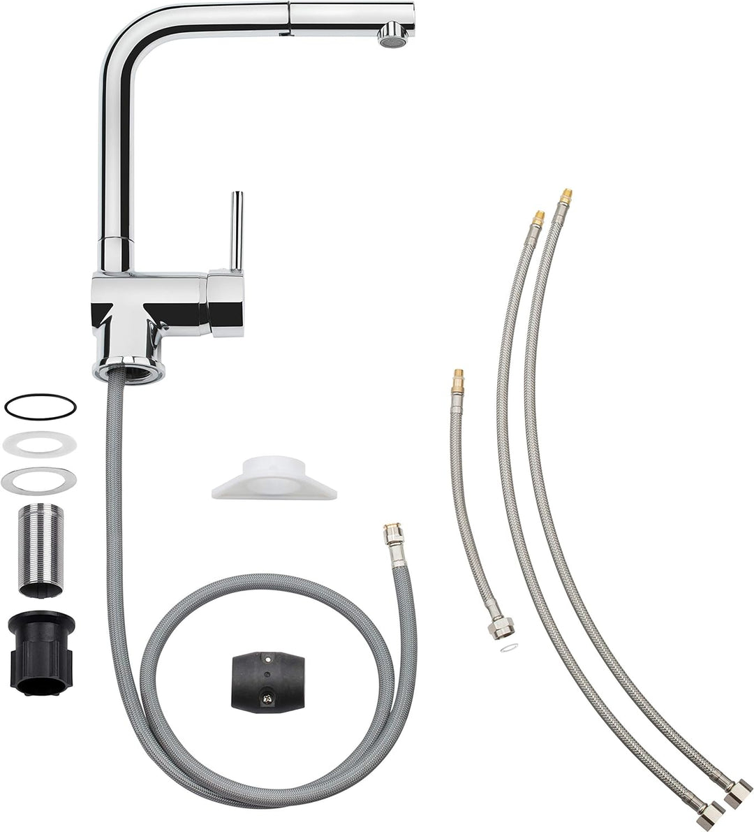 Cornat Spültisch-Einhebelarmatur "Livenne" - Hochwertiger Messingkörper - verchromt - Ausziehbare Sc