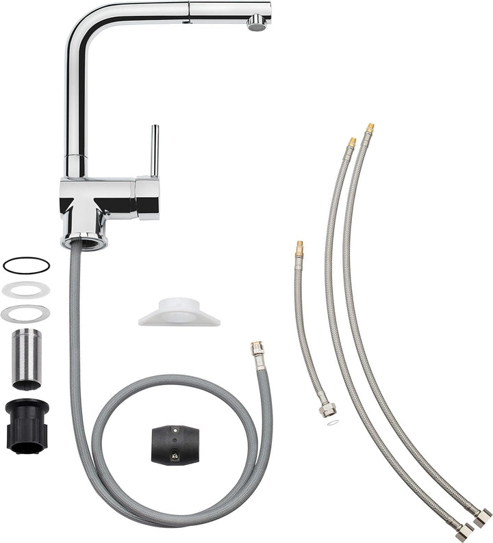 Cornat Spültisch-Einhebelarmatur "Livenne" - Hochwertiger Messingkörper - verchromt - Ausziehbare Sc