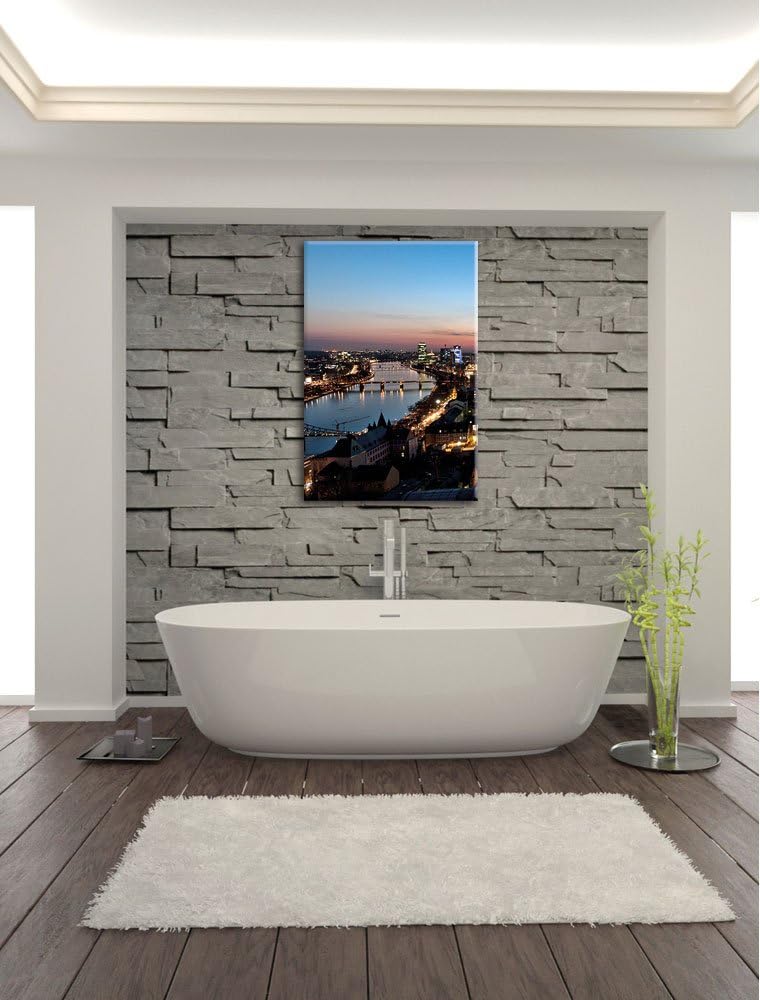 Frankfurt Skyline, Format: 100x70 auf Leinwand, XXL riesige Bilder fertig gerahmt mit Keilrahmen, Ku