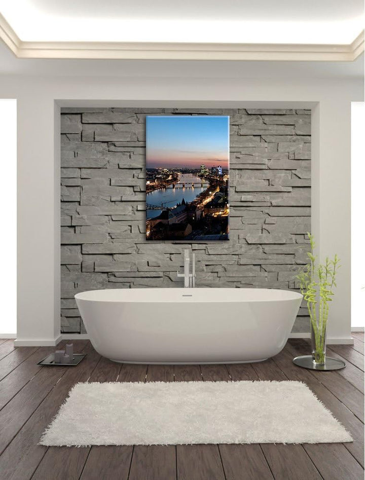 Frankfurt Skyline, Format: 100x70 auf Leinwand, XXL riesige Bilder fertig gerahmt mit Keilrahmen, Ku