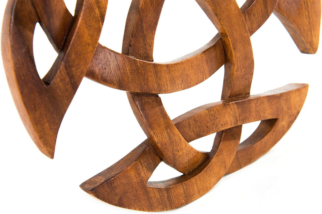 Windalf Celtic Wandbild ARWAIN Ø 22 cm Offene Dreifalt Holzbild Wandornament Handarbeit aus Holz