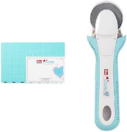 Prym Schneidematte & Love Rollschneider, 45 mm, Metall, Hellblau/Weiss, 24 x 8,5 x 3 cm