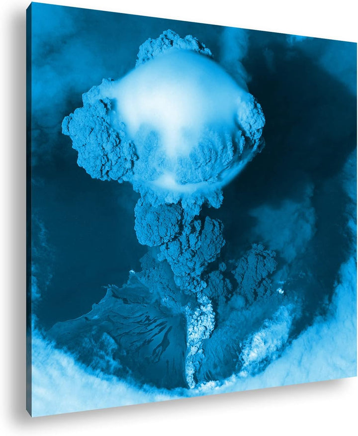 deyoli Vulkanausbruch Format: 60x60 Effekt: Monocrome Blau als Leinwand, Motiv fertig gerahmt auf Ec