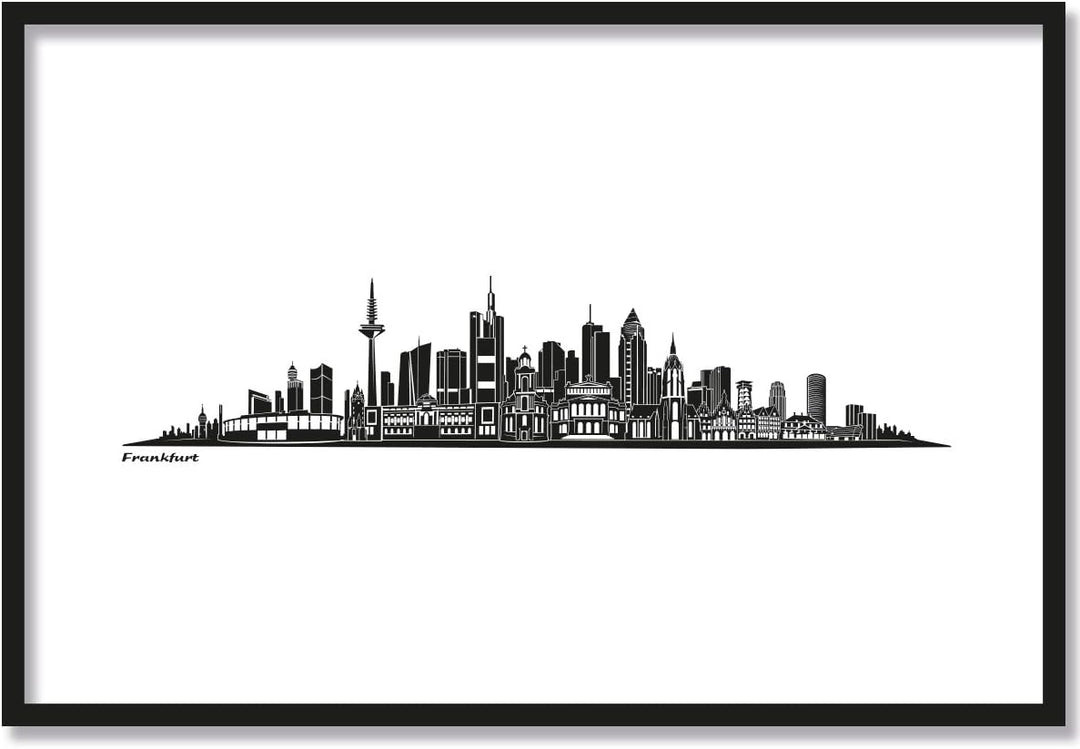 JUNIWORDS Poster mit/ohne Holzrahmen, Wähle ein Motiv, Skyline Frankfurt, Wähle eine Grösse, 40 x 60