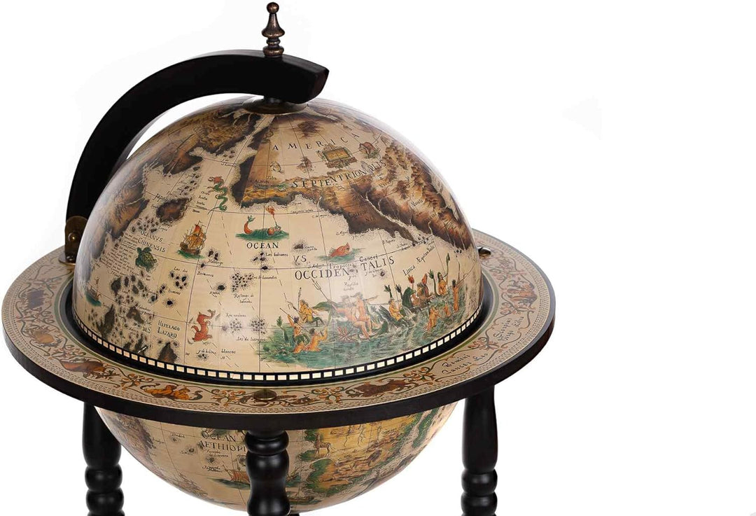 Hausbar Barwagen 33001WB Schwarzweiss 100cm Globusbar Deko Bartisch Weltkugel