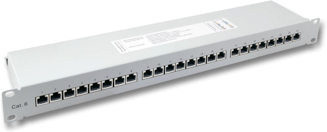 BIGtec 24 Port CAT6a Patchpanel Verteilerfeld Verteiler Patchfeld 500Mhz 10 Gigabit LSA Technik RJ45