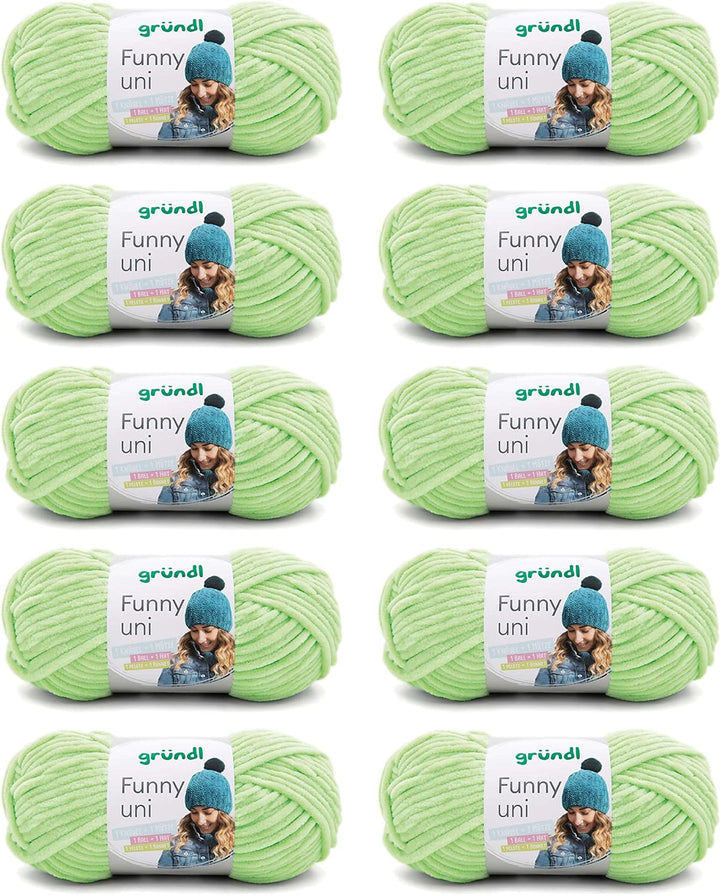 Gründl Funny uni Strick- & Häkelgarn (samtartiges Chenille-Garn aus 100 % Polyester, 10 x 100 g / 12