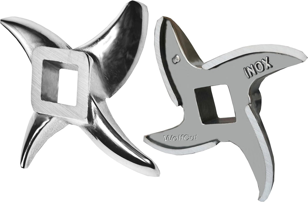 Wolfcut Lochscheibensatz kompatibel mit alle Fleischwolf Grössen 8 / 3MM + 8MM Bohrung und 1 Sichelm