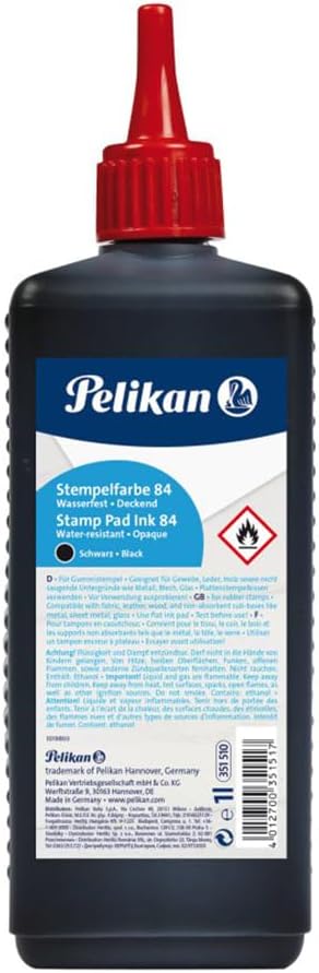 Pelikan Stempelfarbe wasserfest, 1000 ml, 1 Set, schwarz Schwarz 1000 ml, Schwarz 1000 ml