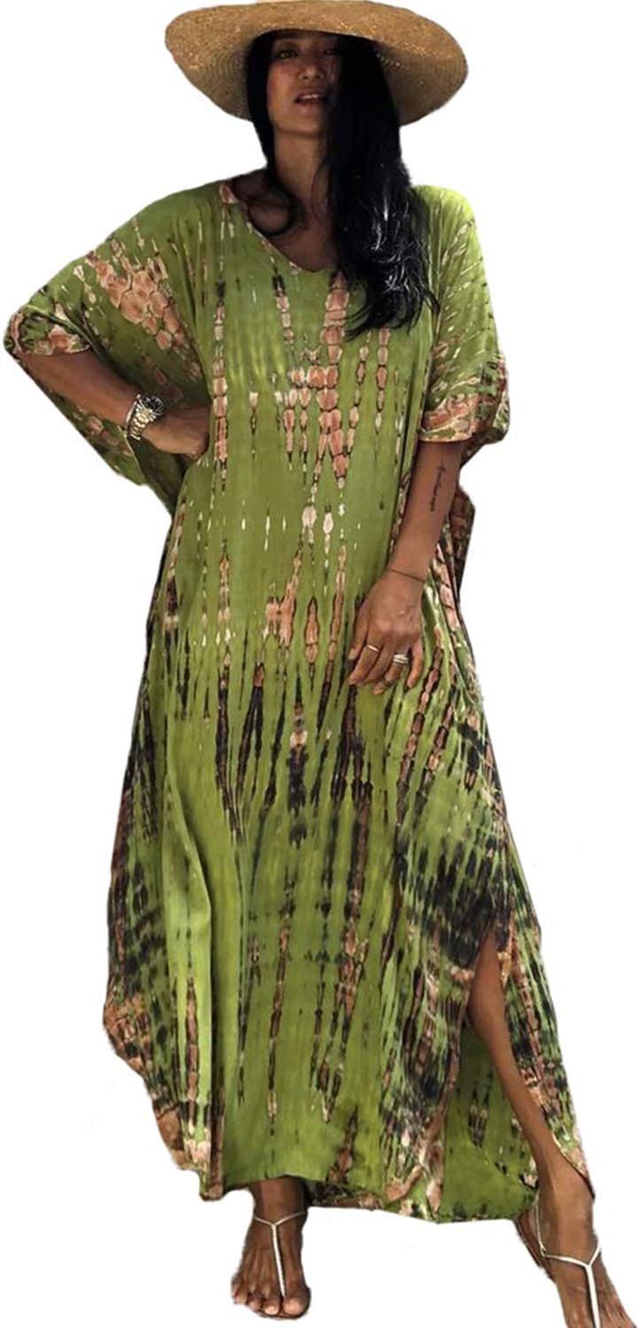 YouKD Sommer Blumen Long Kaftan Bohemian Loungewear Beach Badeanzug Vertuschen Maxi Robe für Frauen