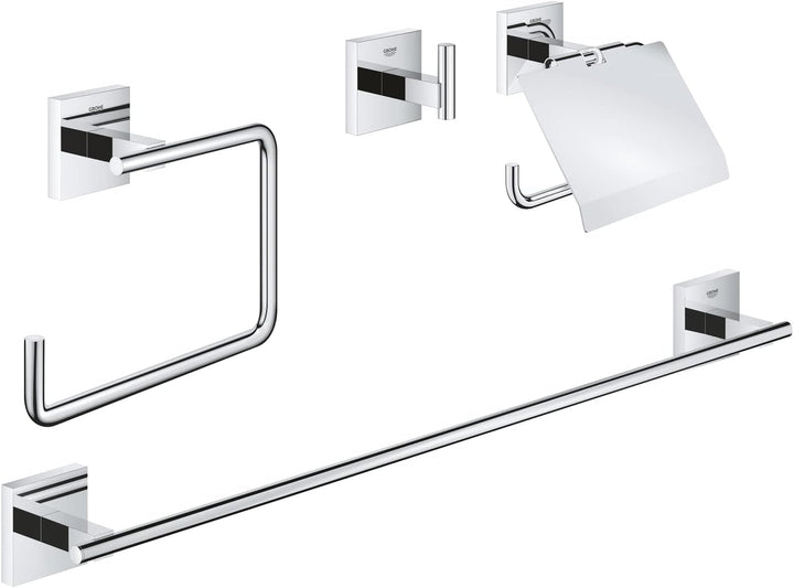 GROHE Start Cube - Bad-Set 4-in-1 (Material: Metall, verdeckte Befestigung), chrom, 41115000 ohne Kl