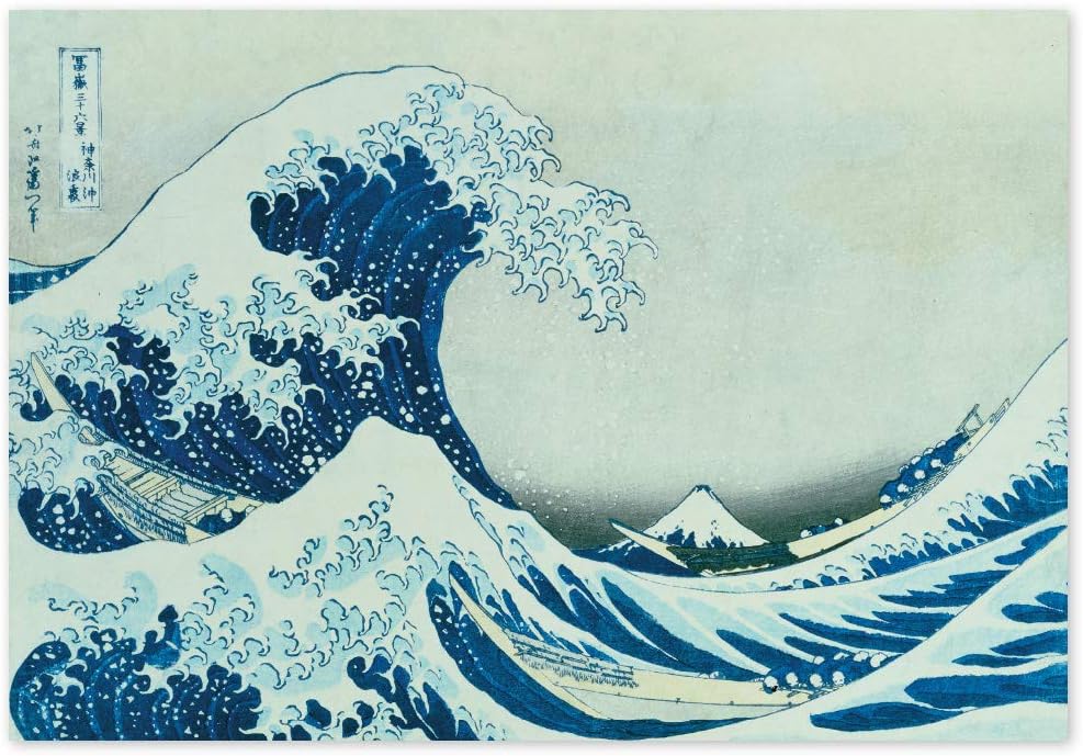 JUNIWORDS Poster, Katsushika Hokusai, Die grosse Welle von Kanagawa, Unter der Welle im Meer vor Kan