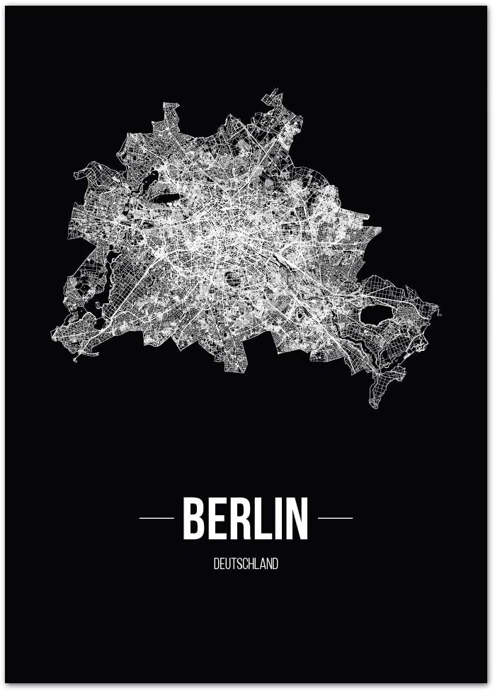 JUNIWORDS Stadtposter, Berlin, Wähle eine Grösse, 60 x 90 cm, Poster, Schrift B, Schwarz 60 x 90 cm