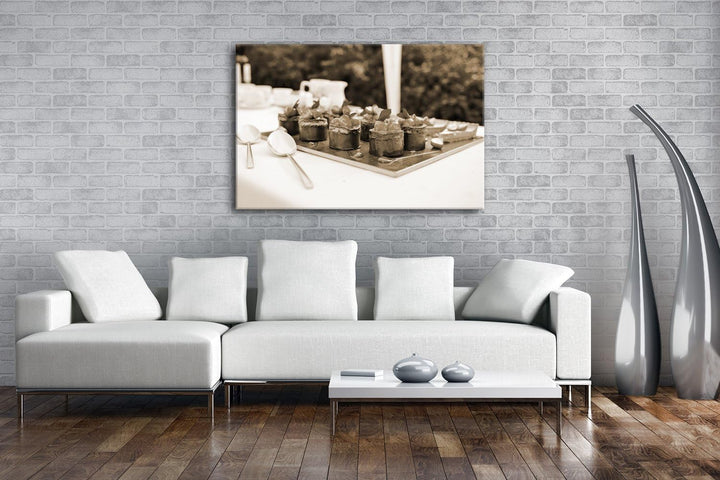 deyoli Tablett mir Desserts Format: 80x60 Effekt: Sepia als Leinwandbild, Motiv fertig gerahmt auf E