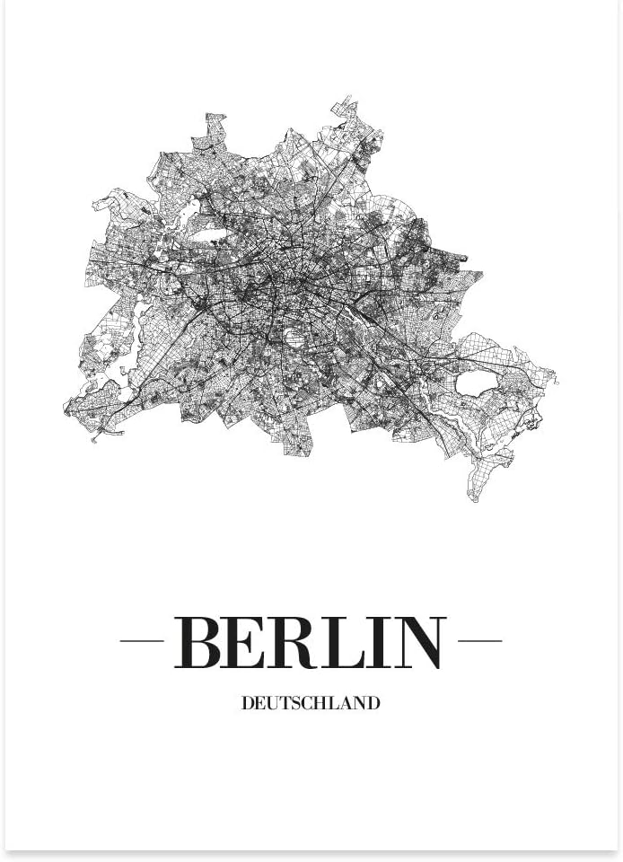 JUNIWORDS Stadtposter, Berlin, Wähle eine Grösse, 60 x 90 cm, Poster, Schrift A, Weiss 60 x 90 cm Sc
