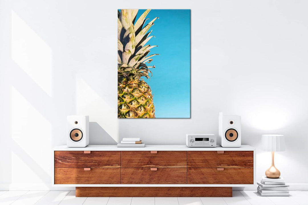 deyoli saftige Ananas Format: 80x60 als Leinwand, Motiv fertig gerahmt auf Echtholzrahmen, Hochwerti