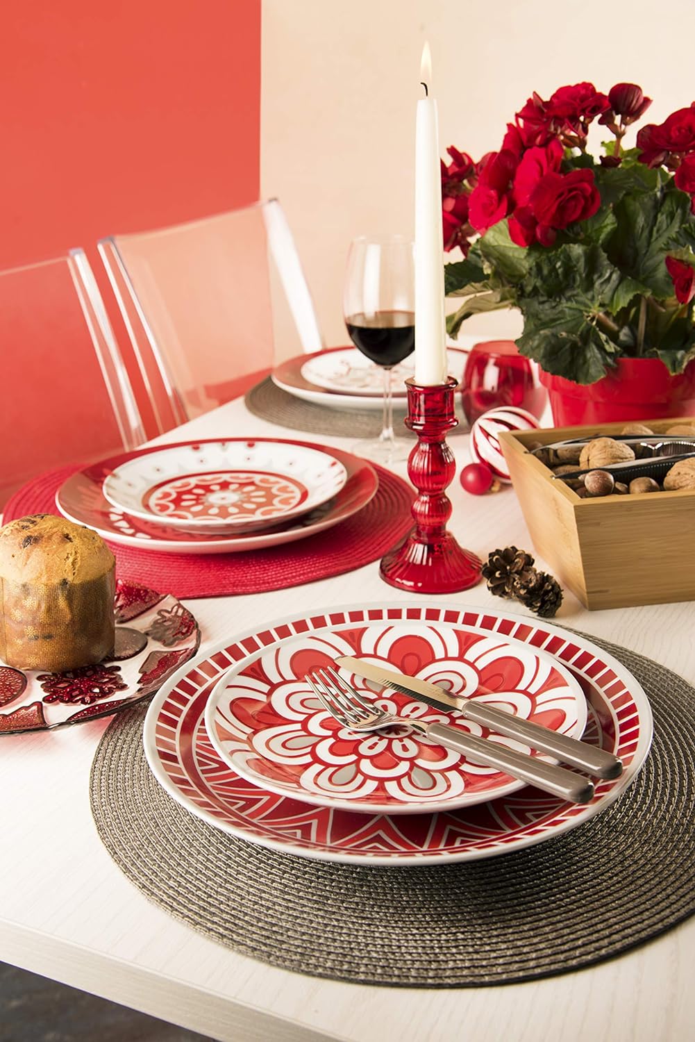 Excelsa Mandala Red Tafelservice, 18-teilig, Porzellan