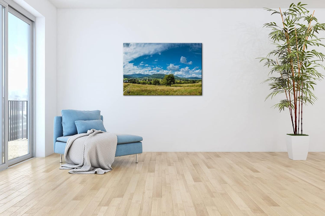 deyoli schöne Landschaft mit Bergen im Format: 80x60 als Leinwandbild, Motiv fertig gerahmt auf Echt