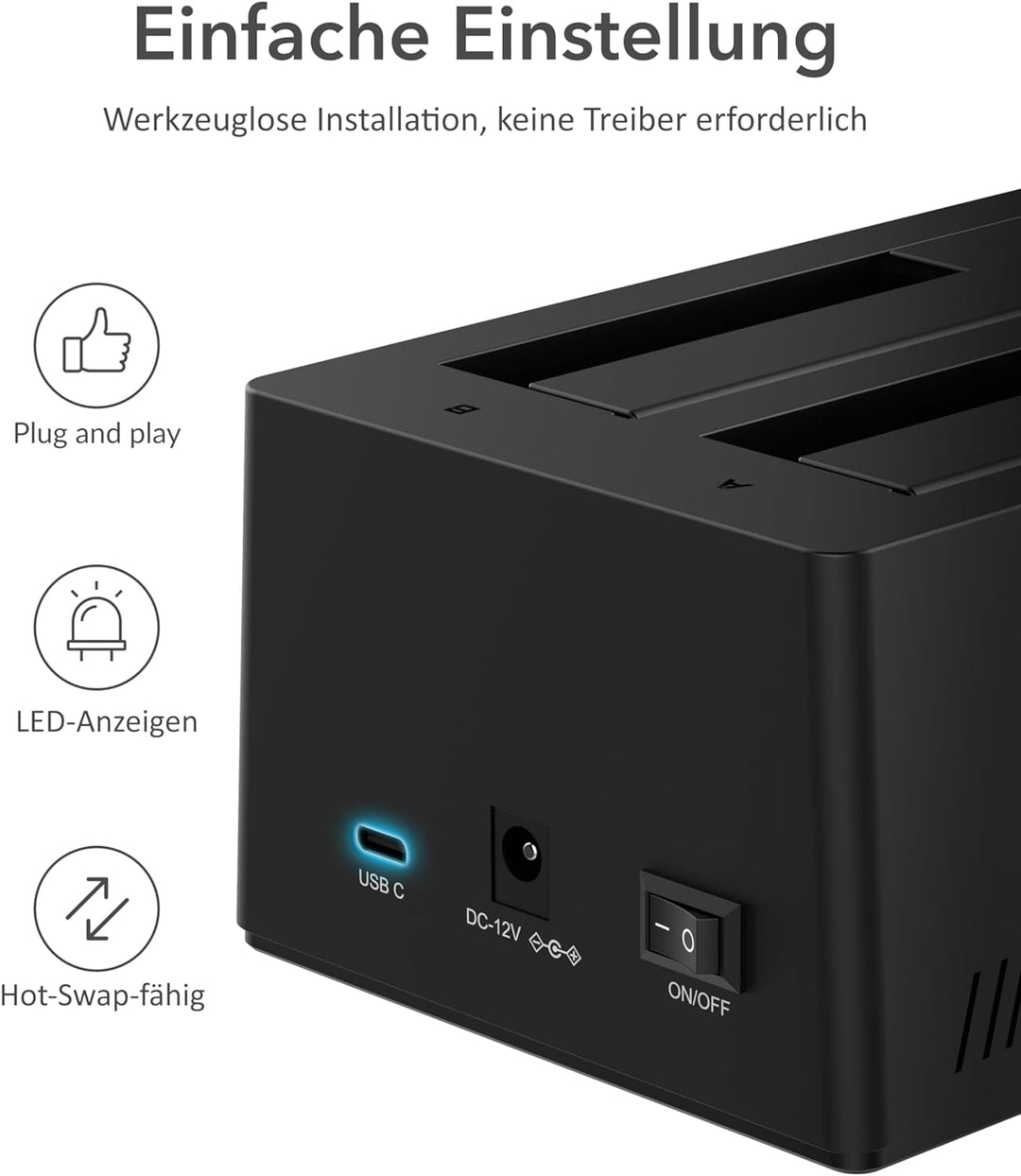 SABRENT SSD/HDD 2,5/3,5 Zoll Docking Station, festplatten gehäuse, USB 3.2 Gen1 offline Klon, sata z