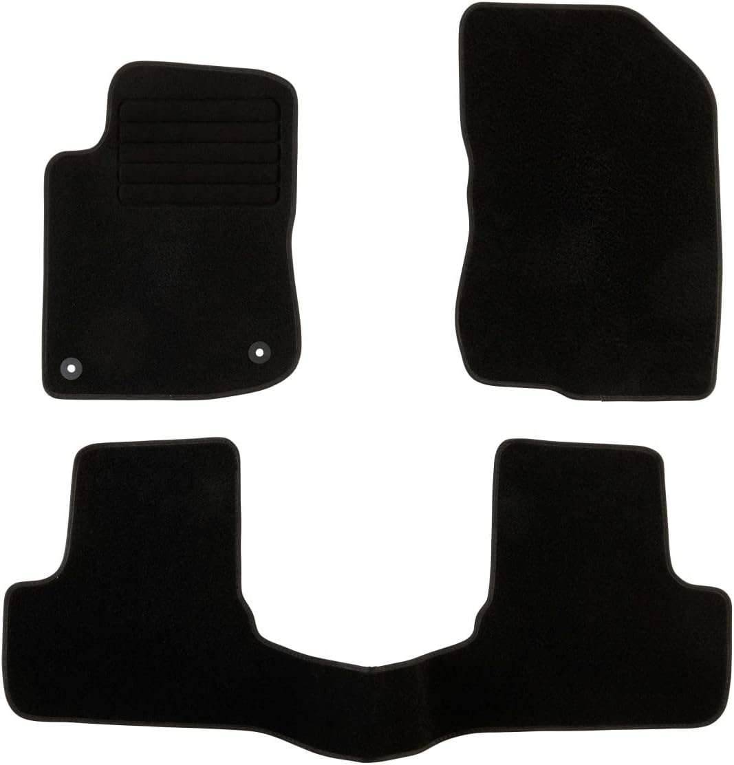 DBS Autofussmatte - nach Mass - 3-teilig - Anti Rutsch - schwarzer Nadelfilz 900g/m² - Velours Ferti