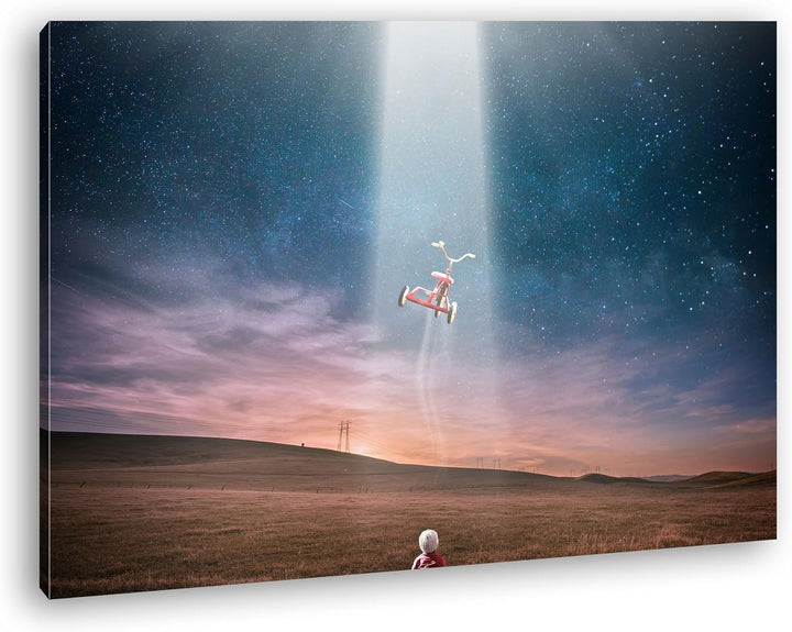 deyoli Ufo Entführung Format: 80x60 als Leinwandbild, Motiv fertig gerahmt auf Echtholzrahmen, Hochw