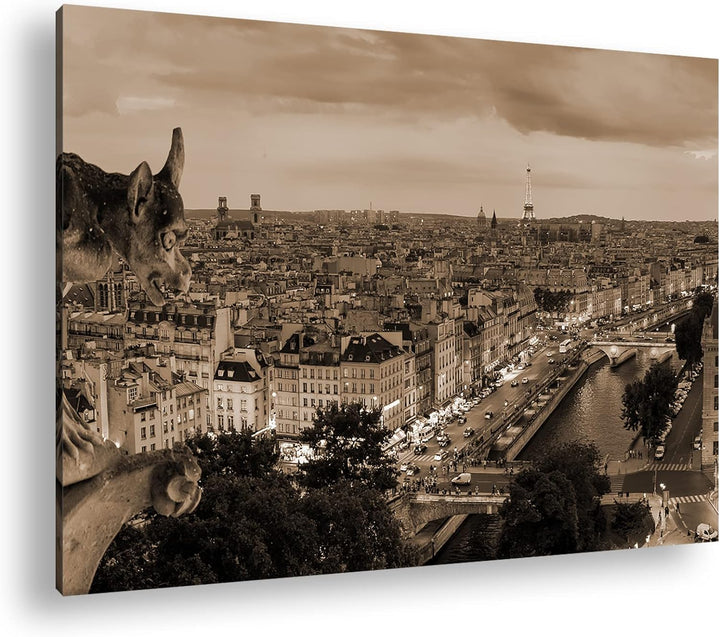 deyoli Wasserspeier auf den Dächern von Paris Format: 80x60 Effekt: Sepia als Leinwandbild, Motiv fe