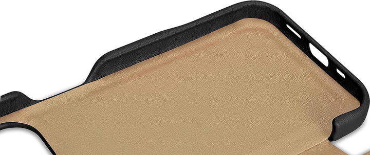 Mobiskin Hülle für iPhone 15 (6,1 Zoll), Handyhülle mit Leder, Case kompatibel mit MagSafe, Schutzhü