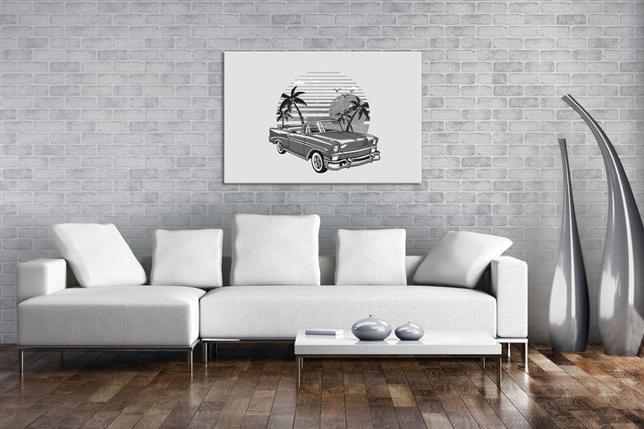 deyoli Antikes Auto Format: 100x70 cm Effekt: Schwarz/Weiss als Leinwandbild, Motiv fertig gerahmt a