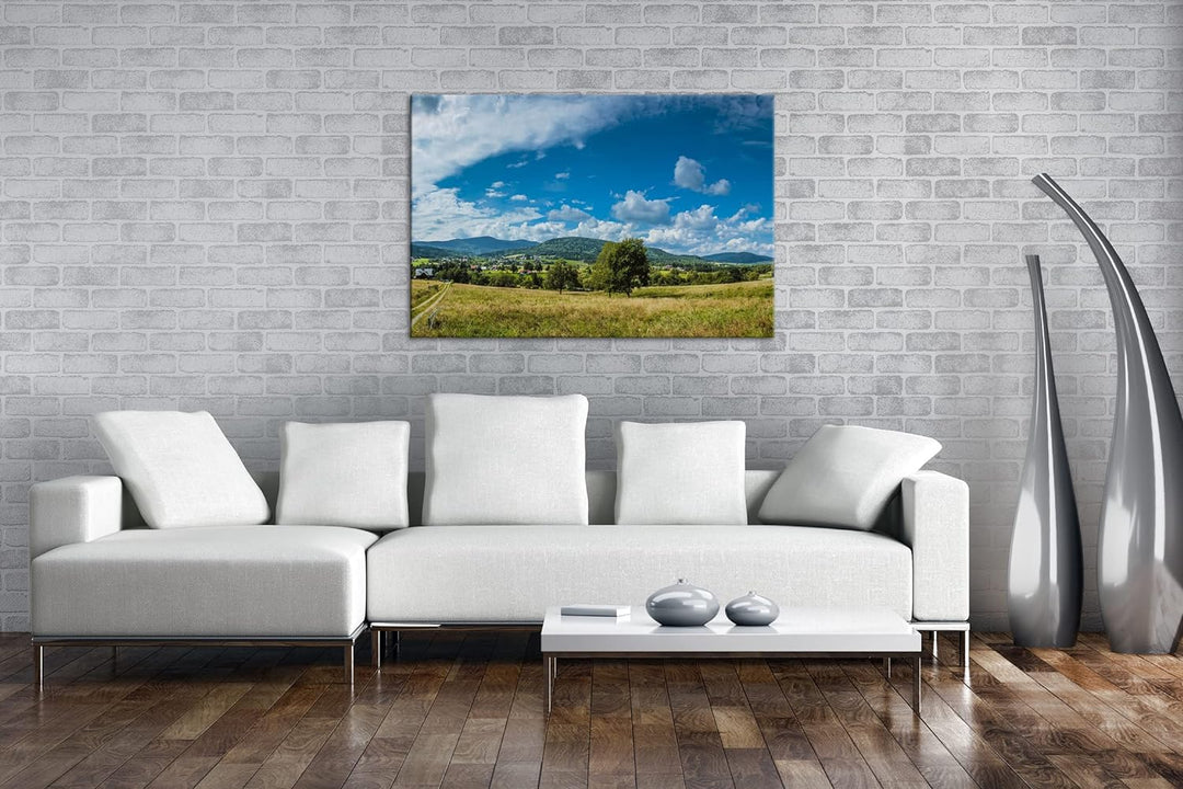 deyoli schöne Landschaft mit Bergen im Format: 80x60 als Leinwandbild, Motiv fertig gerahmt auf Echt