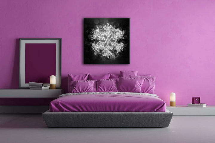 deyoli weihnachtlicher Eiskristall Format: 60x60 Effekt: Schwarz&Weiss als Leinwandbild, Motiv auf E