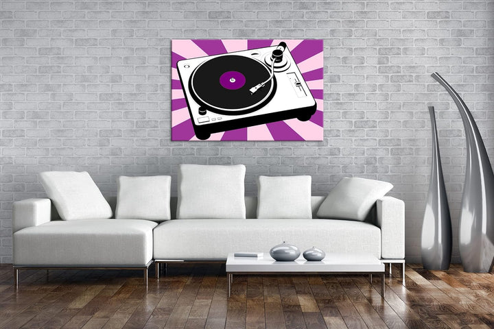 deyoli moderne Drehscheibe für Musik im Format: 80x60 als Leinwandbild, Motiv fertig gerahmt auf Ech