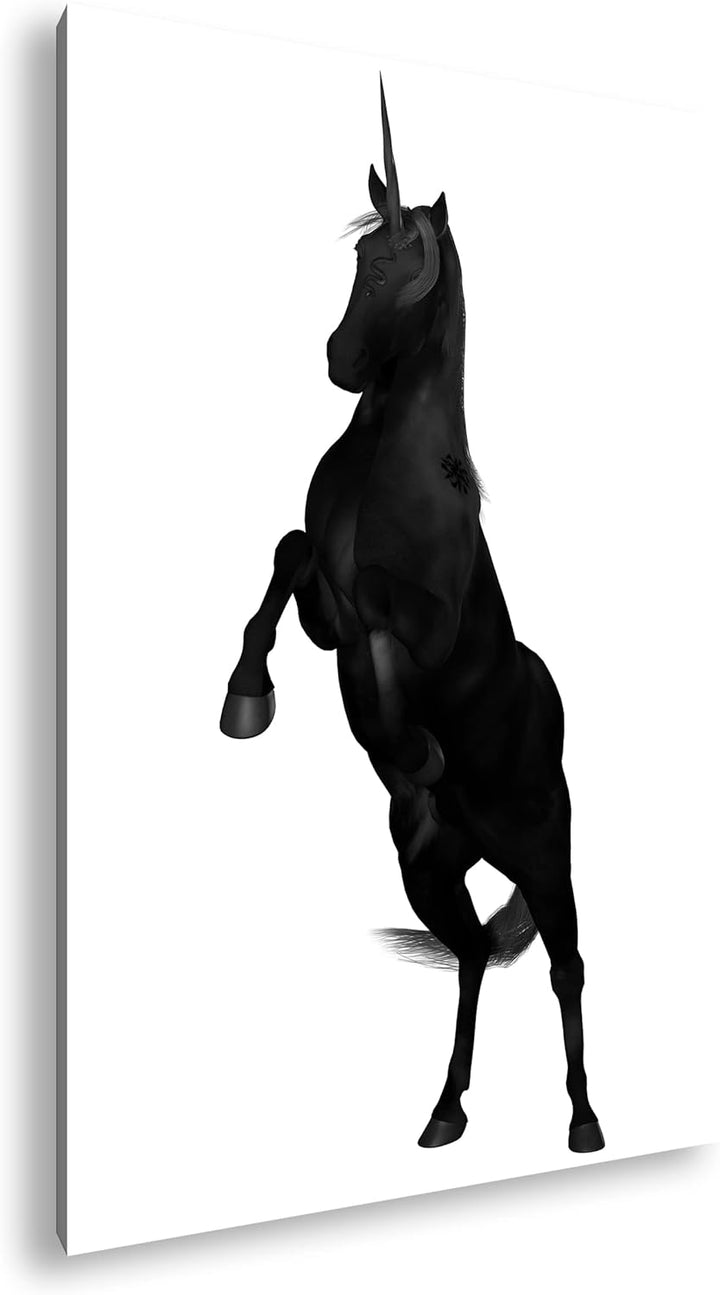 deyoli schwarzes Einhorn Format: 80x60 Effekt: Schwarz&Weiss als Leinwandbild, Motiv fertig gerahmt