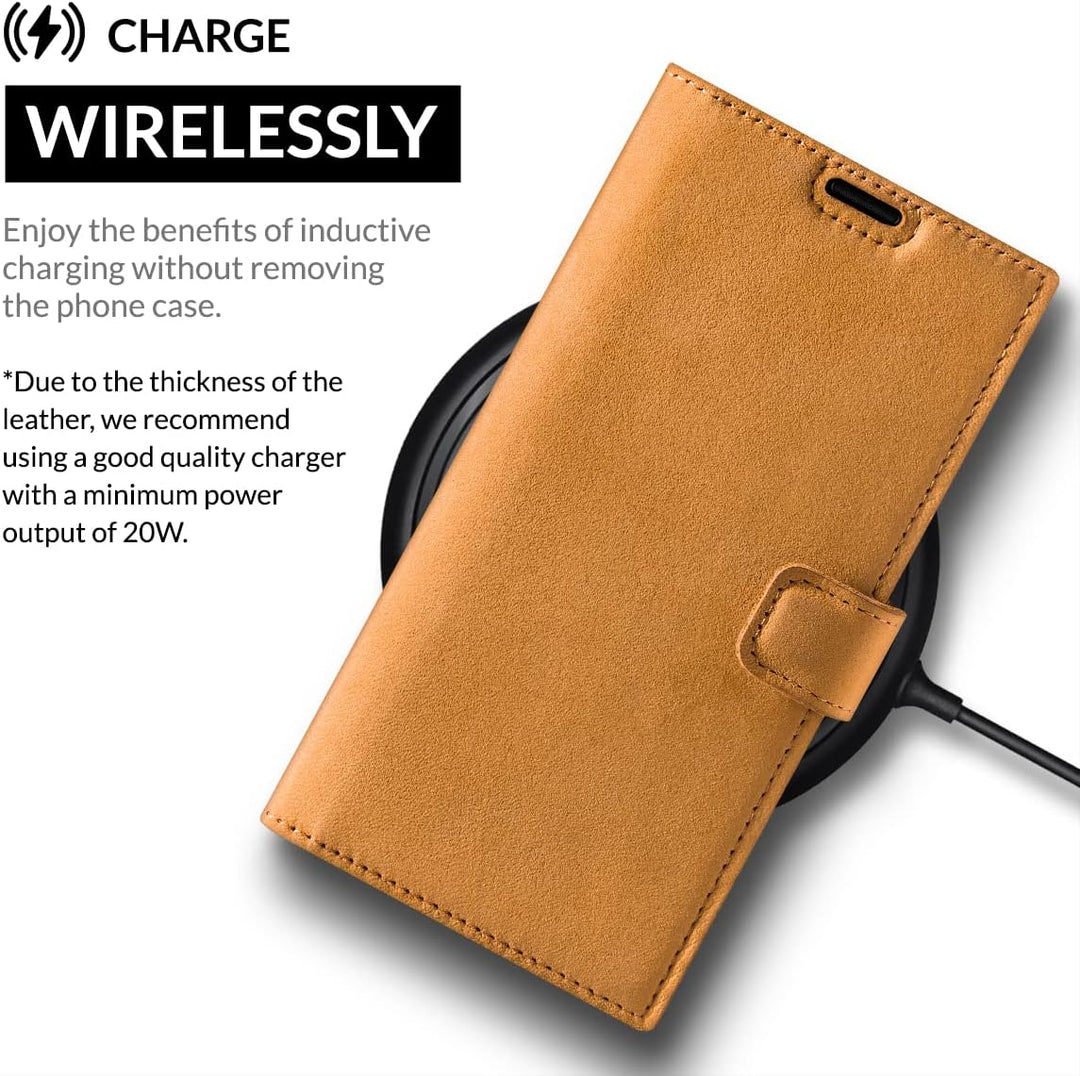 SURAZO Handyhülle für Samsung Galaxy S23 Ultra Hülle Leder – Klappbare Echtleder Schutzhülle [Magnet