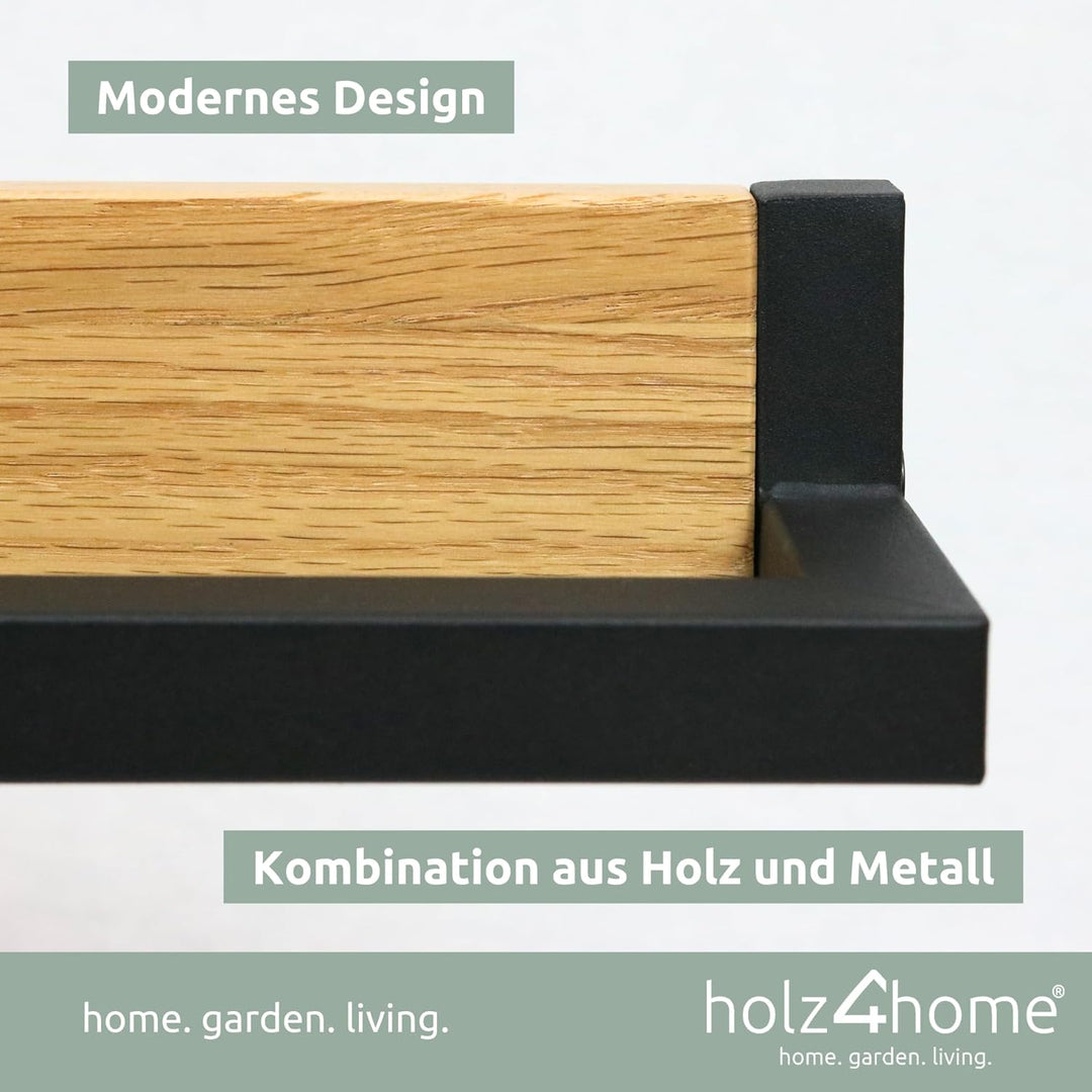 holz4home® Handtuchhalter Massivholz Eiche I 50x6x9 cm I Handgearbeitet und Naturgeölt I Skandinavis