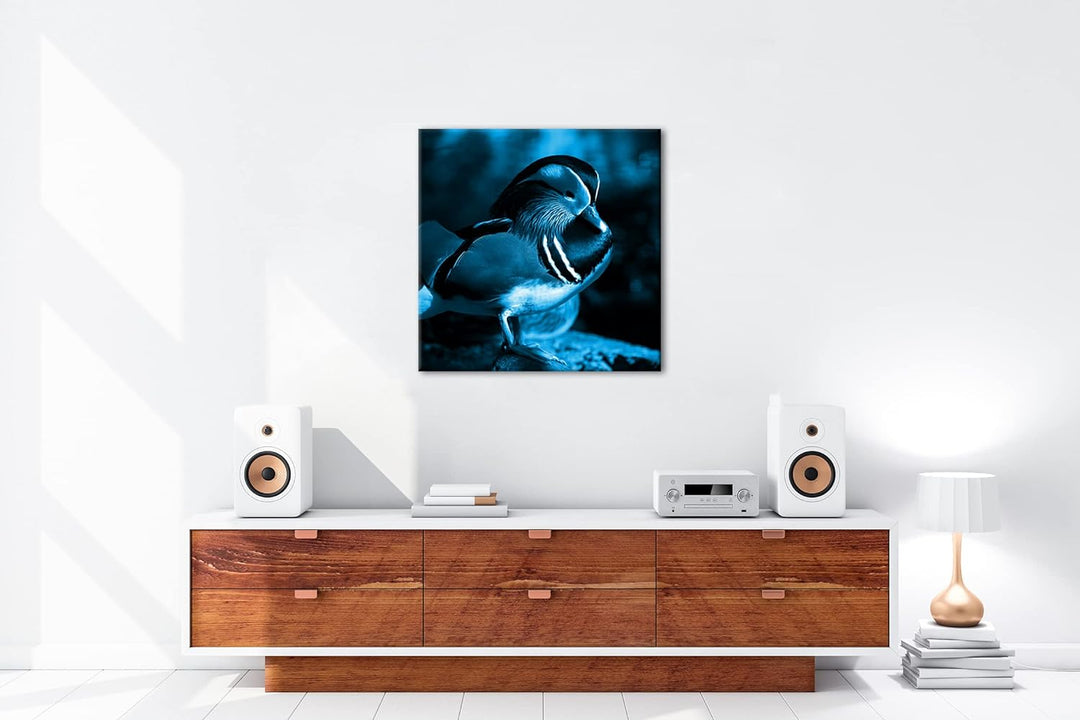 deyoli niedliche Holzente Format: 70x70 Effekt: Monocrome Blau als Leinwandbild, Motiv fertig gerahm