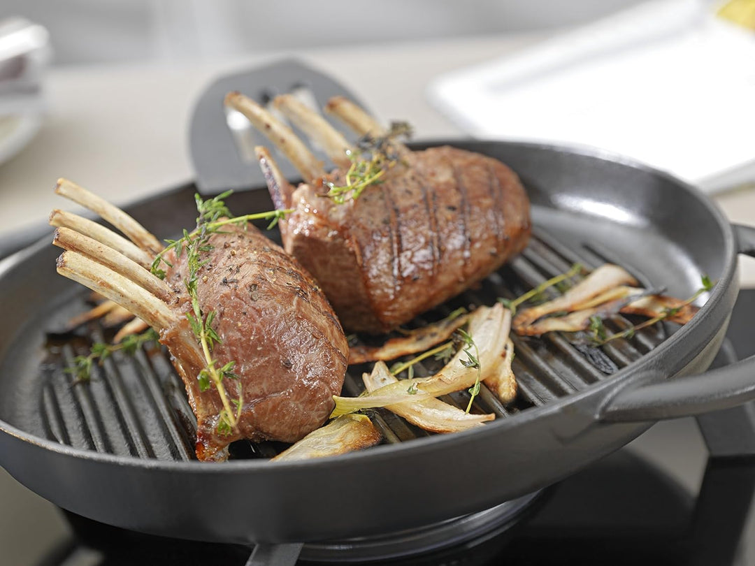 STAUB rund 30 cm Grillpfanne, Gusseisen, Schwarz 39 x 5.5 x 4.03 cm Schwarz, 39 x 5.5 x 4.03 cm Schw