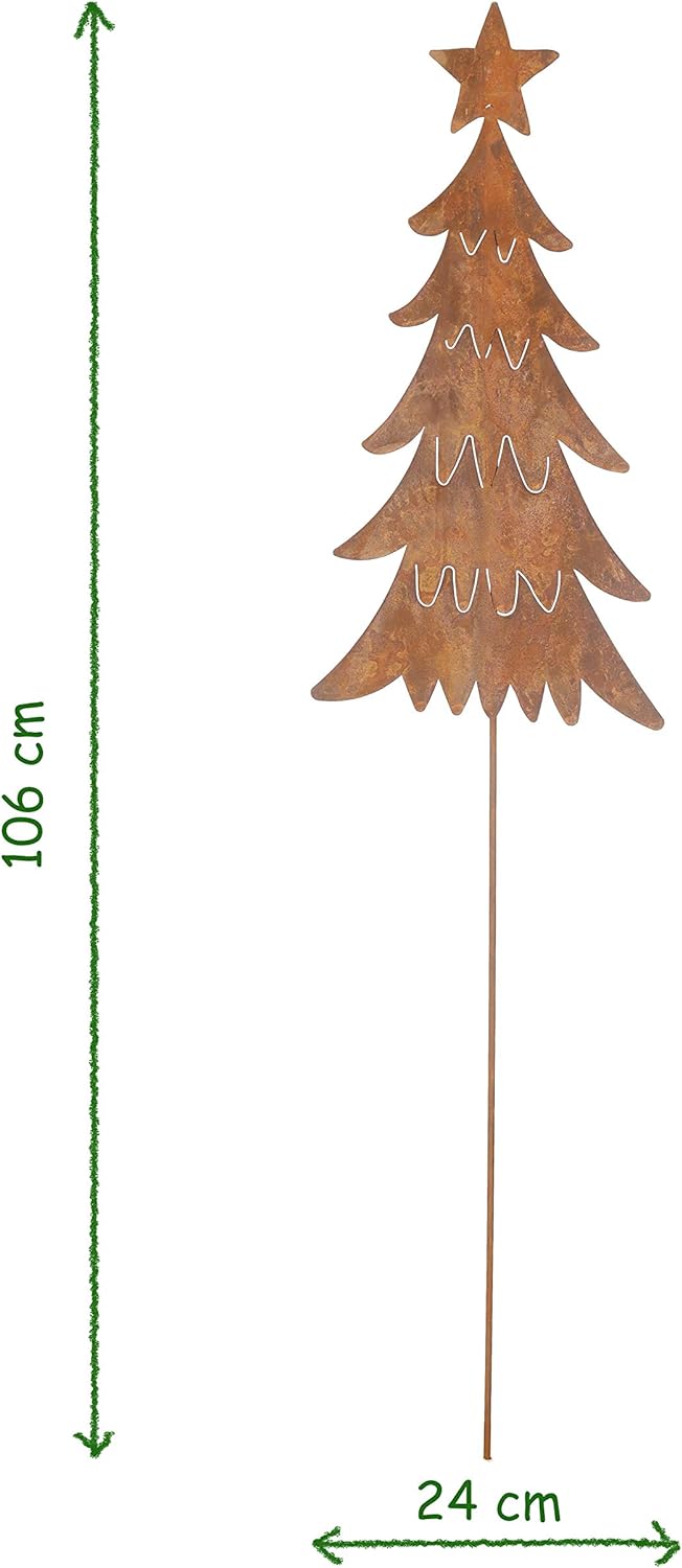 Tannenbaum Stecker Gartenstecker Metall H/B/T 106/24/0,5cm Weihnachten Rost Deko Baum mit Stern Weih