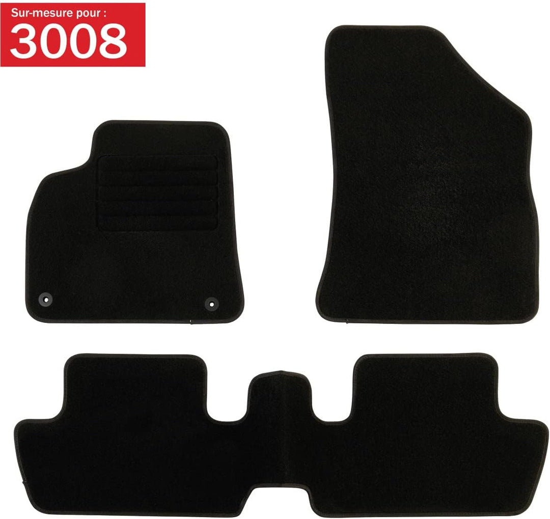 DBS Autofussmatte - nach Mass - 3-teilig - Anti Rutsch - schwarzer Nadelfilz 900g/m² - Velours Ferti