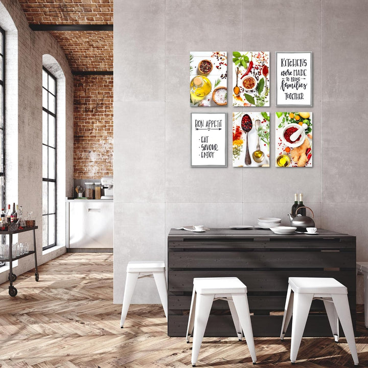 Novart Wandbilder Set - KOMPLETT AUFHÄNGFERTIG - Made in Germany - Moderne Bilder Küche Esszimmer Kü