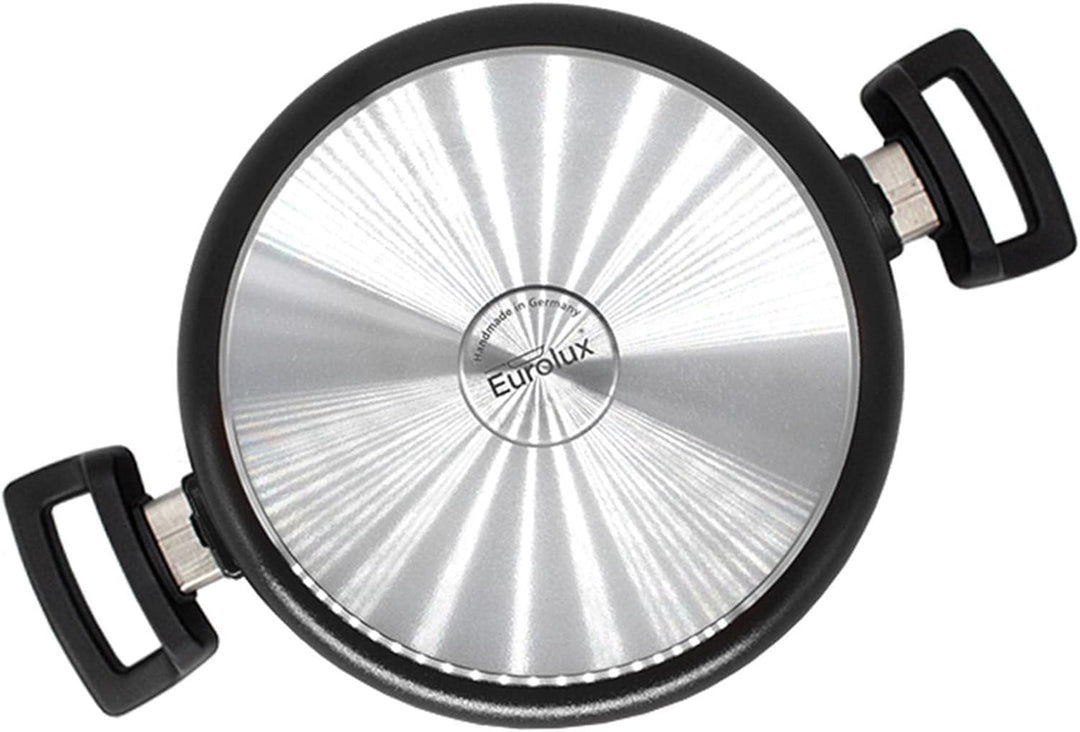 Eurolux Guss-Topf Set & Glas-Deckel Ø 28 cm - ca. 8,5 Liter - grosser hoher Universal-Koch-Topf Alug