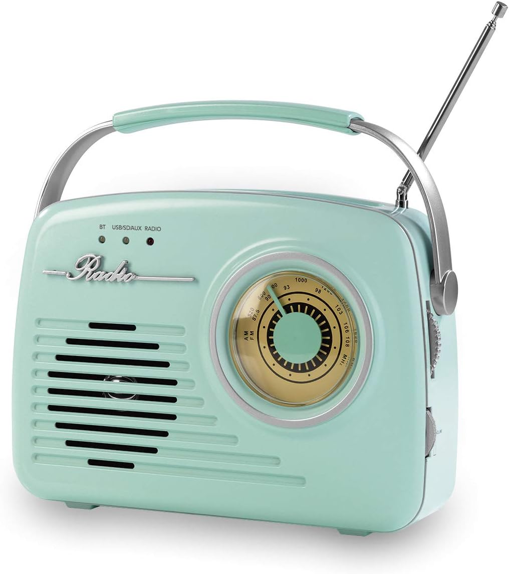 EASYmaxx Design Radio | Tragbares Radio im angesagten 50's Retro Style | Mit Bluetooth®-Technologie,