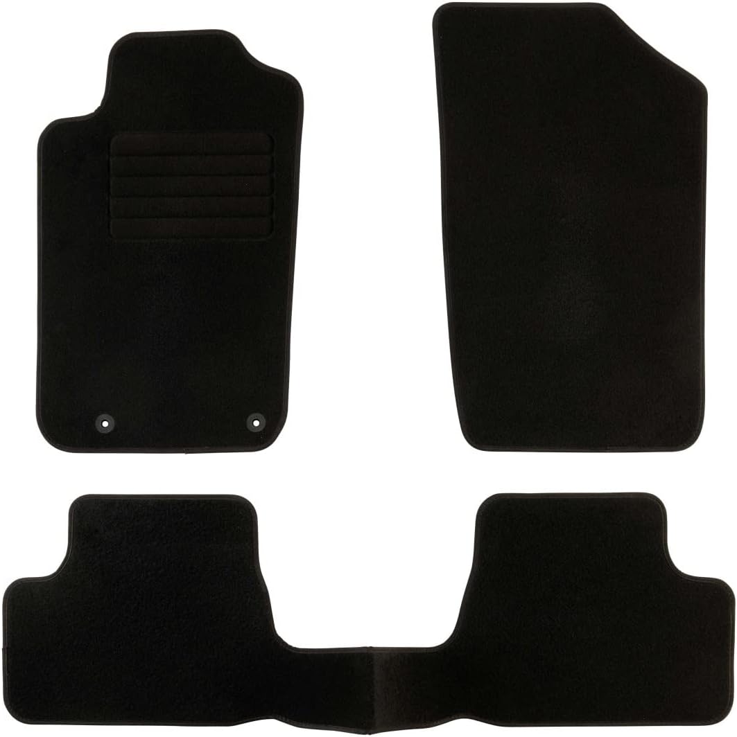 DBS Autofussmatte - nach Mass - 3-teilig - Anti Rutsch - schwarzer Nadelfilz 900g/m² - Velours Ferti