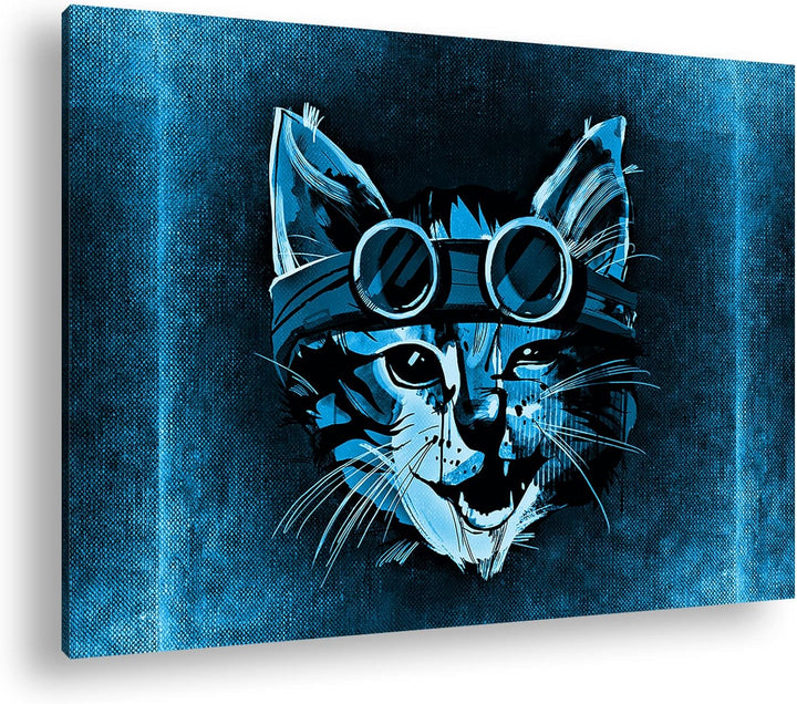deyoli süsse Katze mit einer Brille Format 80x60 Effekt: Monocrome Blau als Leinwandbild, Motiv fert